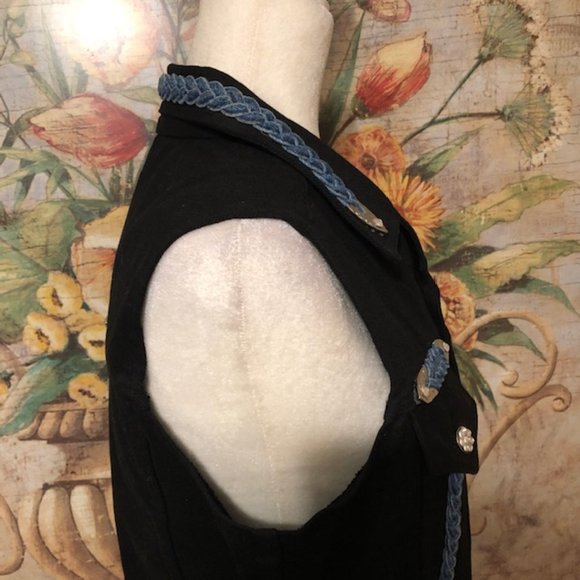 Sz S Watch LA Vintage 90’s Boho Western Black Denim Vest Rodeo - Picture 8 of 16